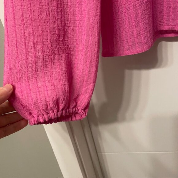 NWOT Vero Moda Pink V-Neck Frill Ruffle Long Sleeve Blouse Top Size Small - Picture 6 of 14